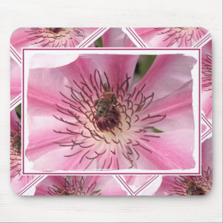 Pink Flower with Bee Mouse Pad