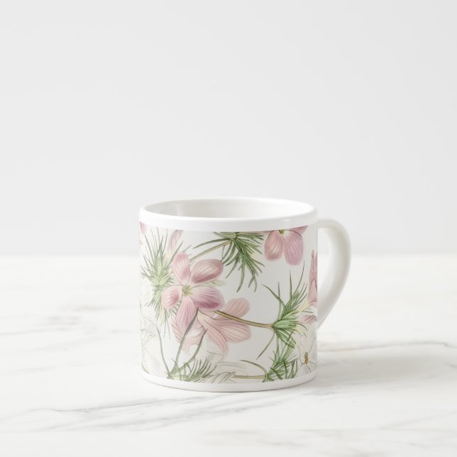 Pink Flower with Pine Expresso Mug (Front Right)