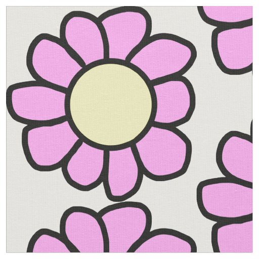 Pink Flower with Yellow Center Fabric
