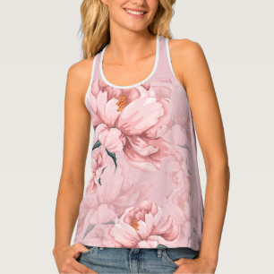 Pink flower woman’s flower pattern racerback tank top