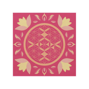pink flower wood wall art