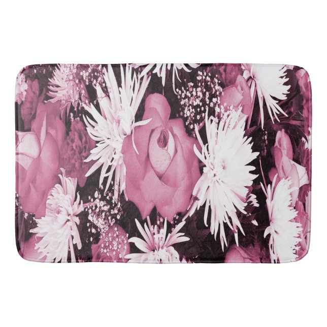 Pink Flowered Bouquet Bathroom Mat (Front)