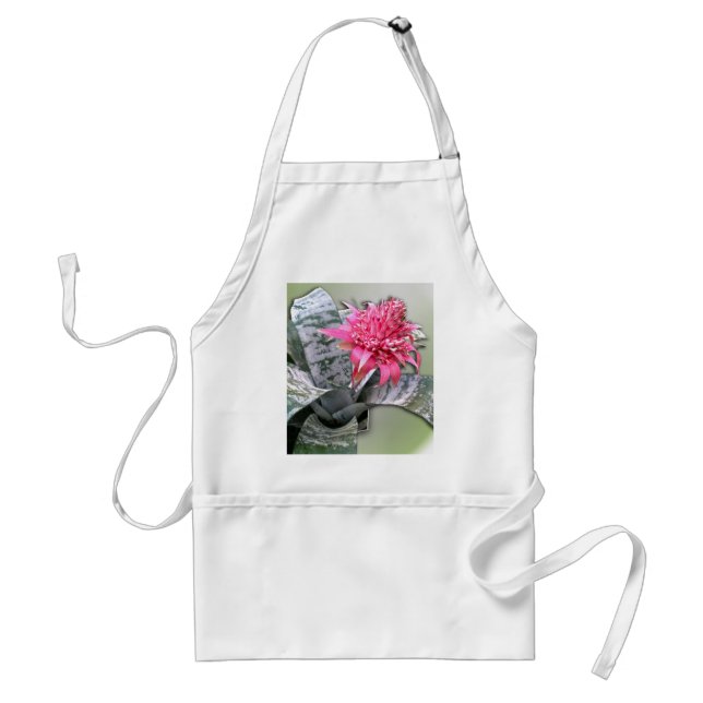 Pink Flowered Bromeliad Adult Apron (Front)