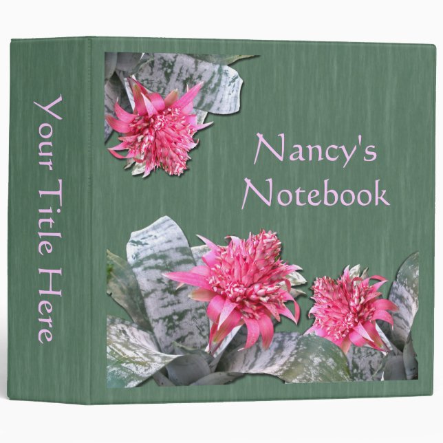 Pink Flowered Bromeliad Binder (Front/Spine)