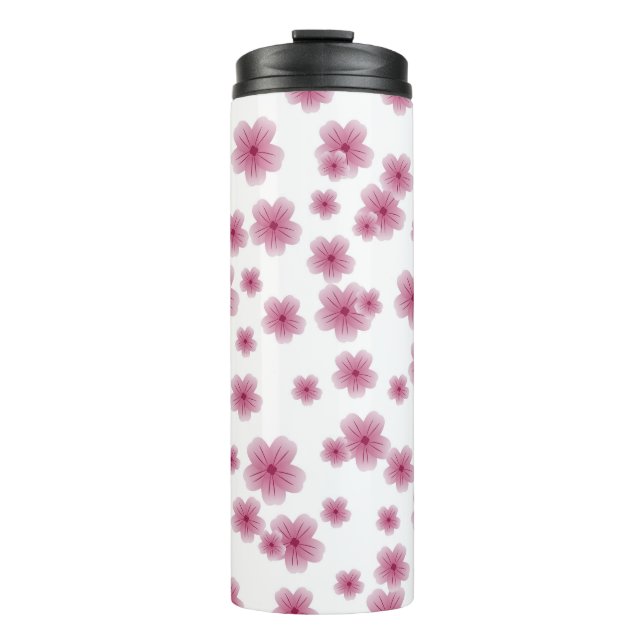Pink flowered classy thermal tumber thermal tumbler (Front)