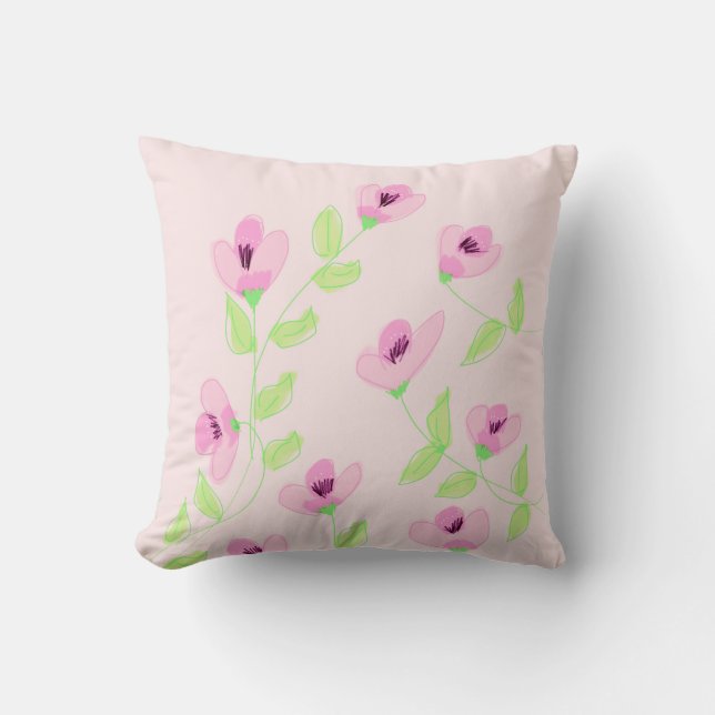 Pink Flowered Reversible Pillow (Front)