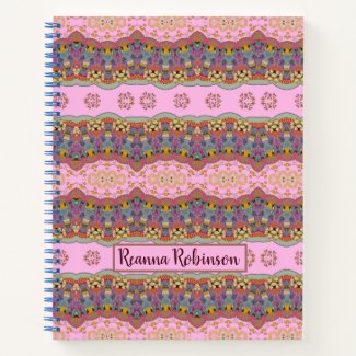 Pink Flowered Scalloped Wallpaper Notebook