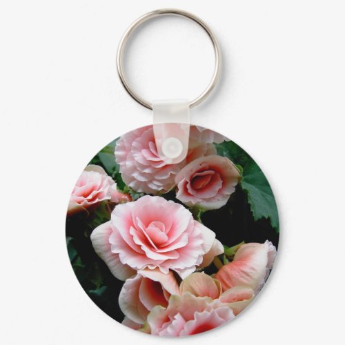 Pink Flowering Begonia Keychain