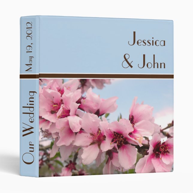 Pink Flowering Branch Wedding Binder (Front/Spine)