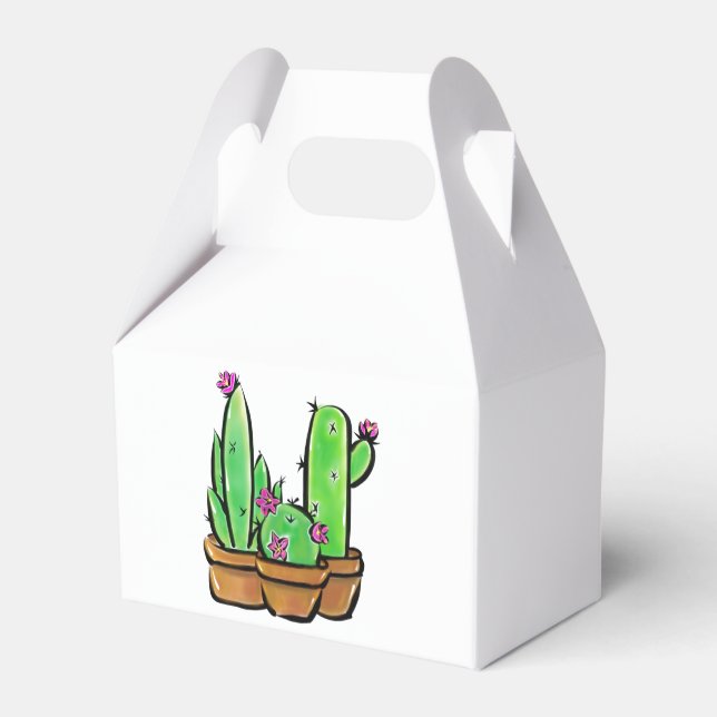 Pink flowering Cactus cacti succulents  Favor Boxes (Back Side)