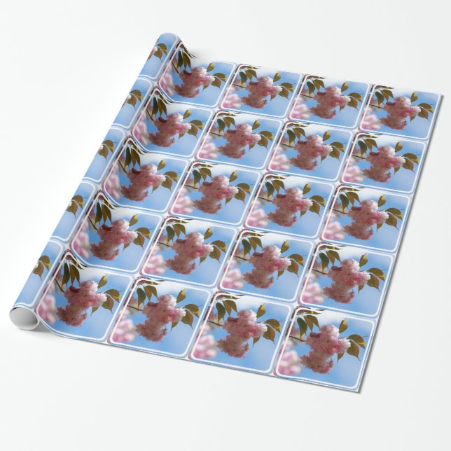 Pink Flowering Cherry Tree Wrapping Paper (Unrolled)