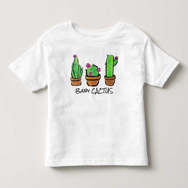 Pink flowering desert Cactus cacti succulents  Toddler T-shirt (Front)