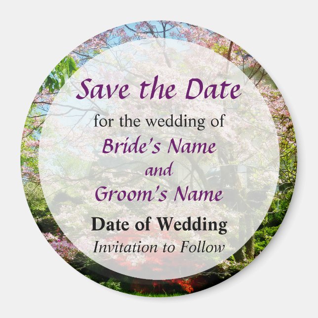 Pink Flowering Dogwood Save the Date Magnet (Front)