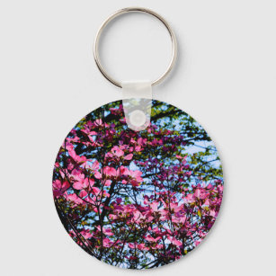 Pink flowering Dogwood tree Keychain