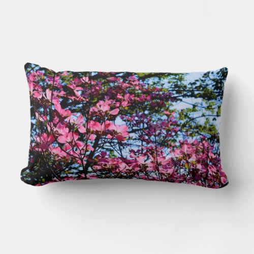 Pink flowering Dogwood tree Lumbar Pillow