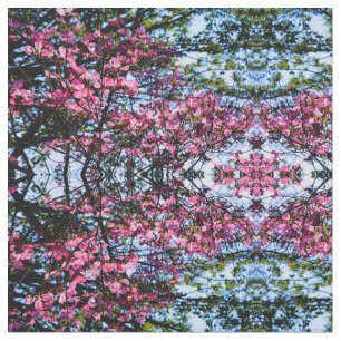 Pink flowering dogwood tree photo fabric
