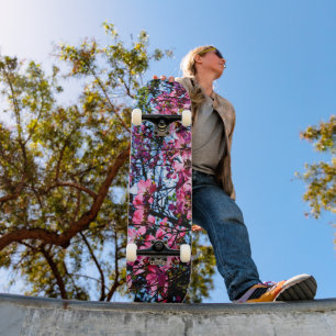 Pink flowering dogwood tree photo skateboard