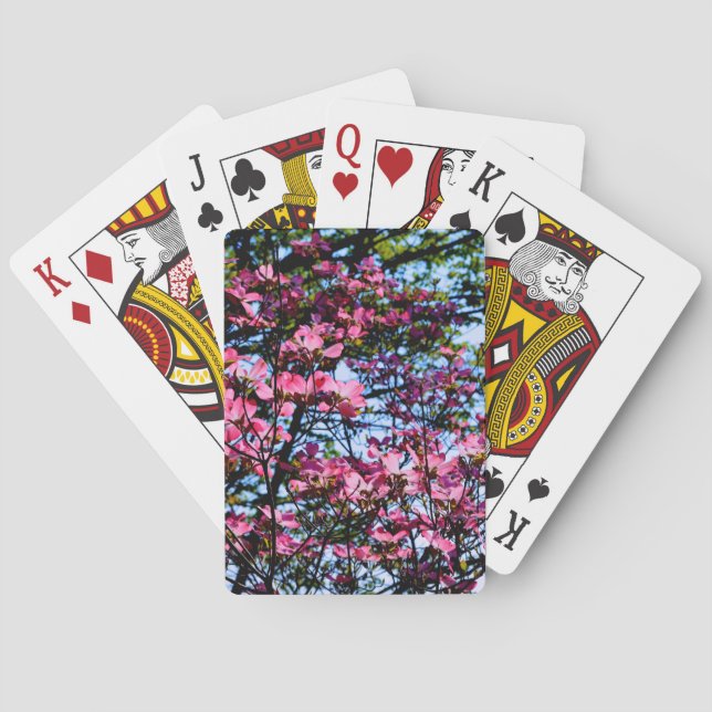 Pink flowering Dogwood tree Poker Cards (Back)