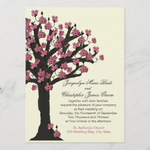 Pink Flowering Dogwood Tree Wedding Invitation