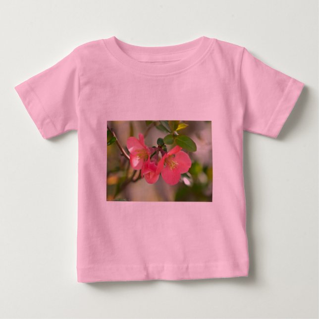 Pink Flowering Quince Glow Baby T-Shirt (Front)