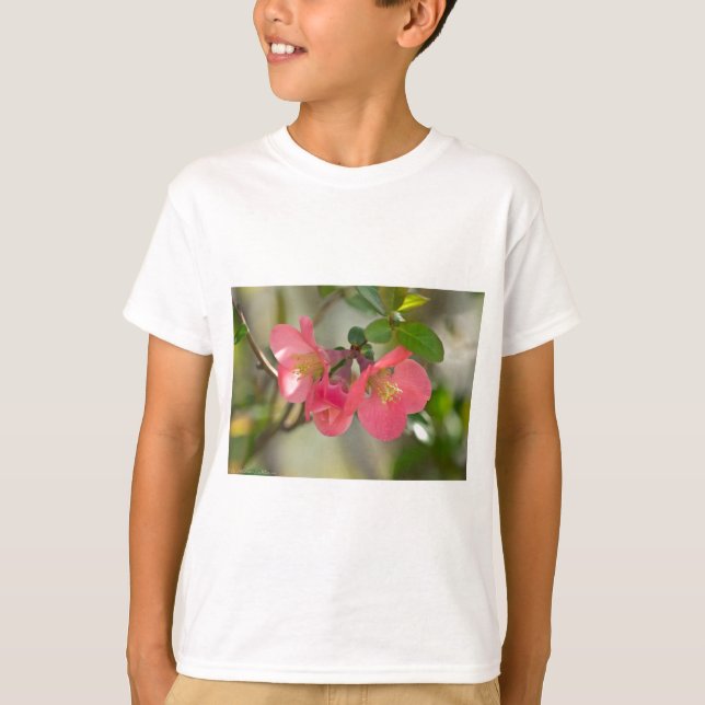 Pink Flowering Quince Glow T-Shirt (Front)