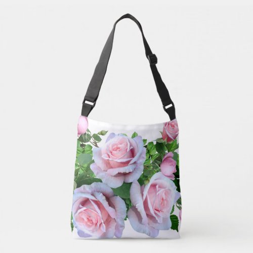 Pink Flowering Rose Crossbody Bag