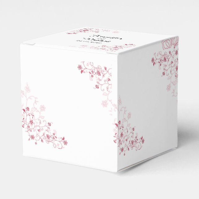 Pink Flowering Vines Wedding Favor Box (Front Side)