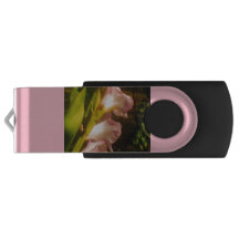 Pink Flowering Yellow Monarch USB Flash Drive