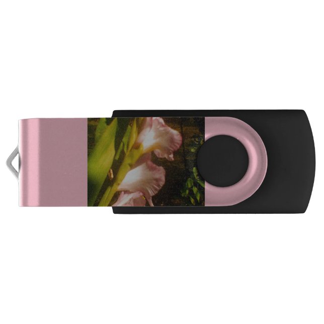 Pink Flowering Yellow Monarch USB Flash Drive (Back)