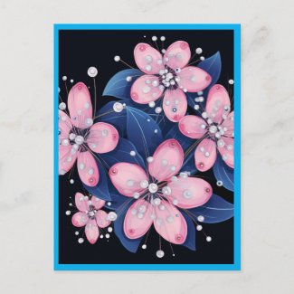 PINK FLOWERS #1 POSTCARD