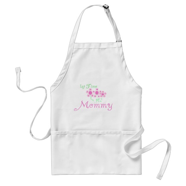 Pink Flowers 1st Time Mommy tshirts and Gifts Adult Apron (Front)