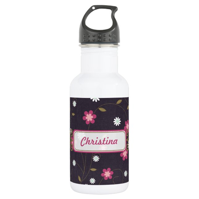Pink Flowers 32. oz. Water Bottle (Front)