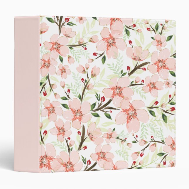 Pink flowers 3 ring binder (Front/Spine)