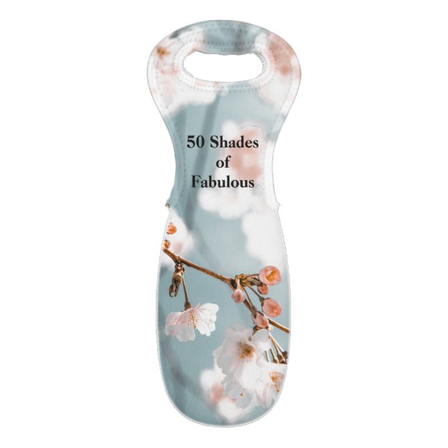 Pink Flowers 50 Shades of Fabulous Wine Bag (Front Flat)