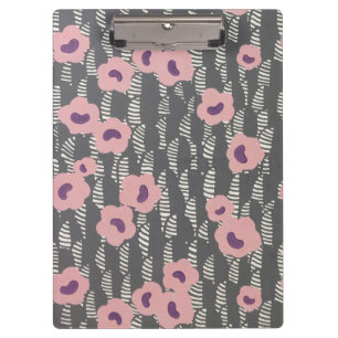 Pink Flowers Abstract Blooms Mid-century Art Deco Clipboard