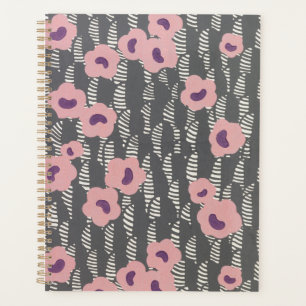 Pink Flowers Abstract Blooms Mid-century Art Deco Planner