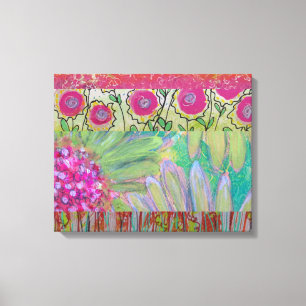 Pink Flowers Abstract Canvas Print