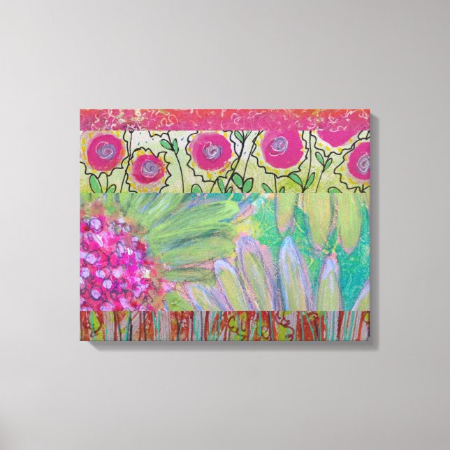 Pink Flowers Abstract Canvas Print (Front)