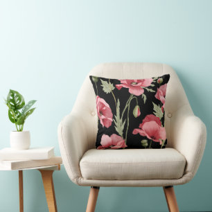 Pink flowers Abstract Floral  Throw Pillow