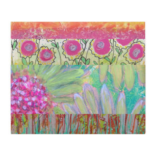 Pink Flowers Abstract Metal Wall Art
