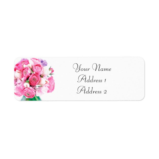 Pink Flowers Address Labels (Front)