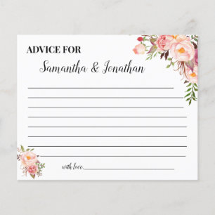 Pink Flowers Advice for Happy Couple Shower Card Flyer