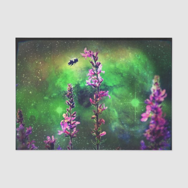 Pink Flowers And Bee Against the World Tissue Paper (Front)