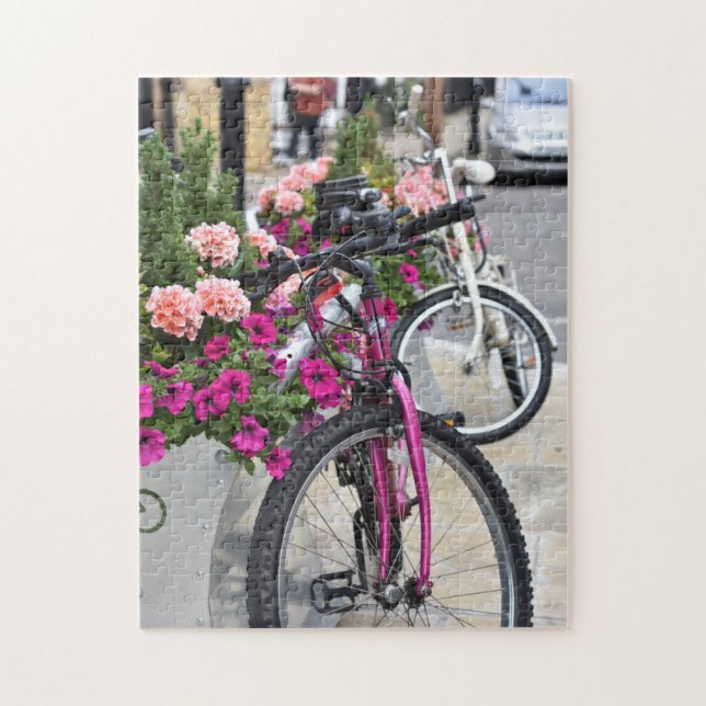 Pink Flowers and Bicycles Islington London UK Jigsaw Puzzle (Vertical)