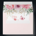 Pink Flowers and Butterflies Beautiful Elegant Envelope<br><div class="desc">Elegant pink watercolor flowers envelopes</div>
