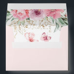Pink Flowers and Butterflies Beautiful Elegant Envelope<br><div class="desc">Elegant pink watercolor flowers envelopes</div>
