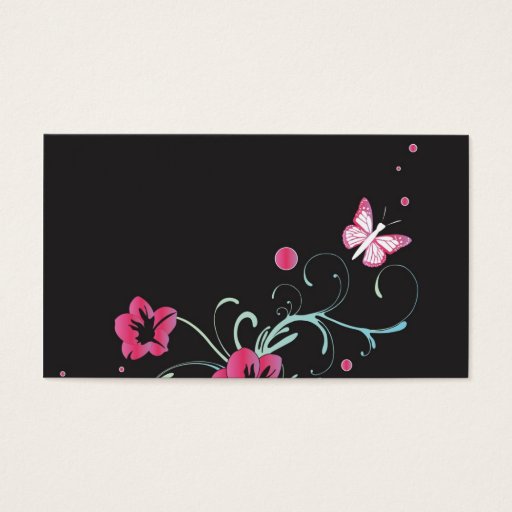 Customizable Pink flowers and butterflies Profile Card Business Card Template