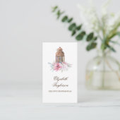 Pink Flowers and Candle Lit Lantern Business Card (Standing Front)