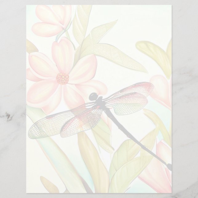 Pink flowers and dragonfly (Front)