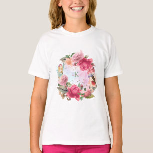 Pink Flowers And Fairies Girl T-Shirt